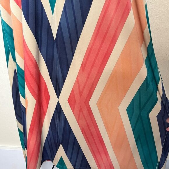 Fresh of LA Chevron Sleeveless Halter Maxi Dress Surplice Made in USA Women XL - Picture 6 of 11